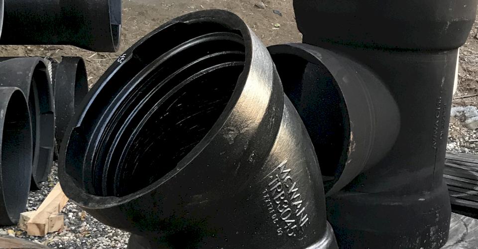 Ductile iron pipe joints.