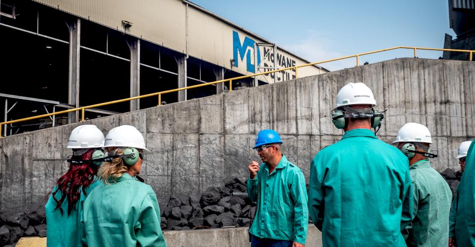 Aaron Loosli takes visitors on a tour at McWane Ductile Utah.