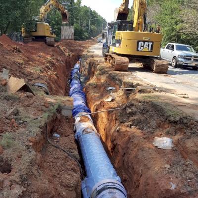 Pipe installed in ditch.