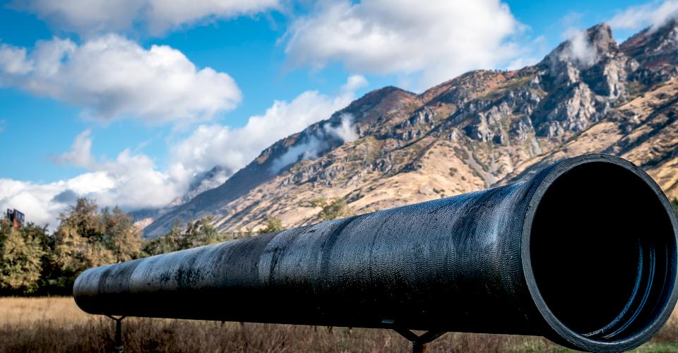 A section of DI pipe which is made from at least 90% recycled materials.