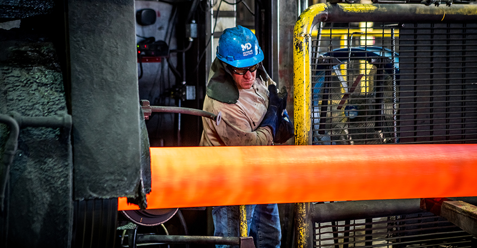 The temperature of molten iron used to make DI pipe starts at 2,000+ degrees F.