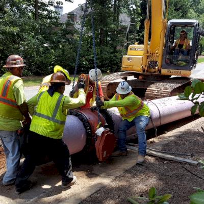Chain is used to lift 24" TR Flex in Johns Creek, Georgia.