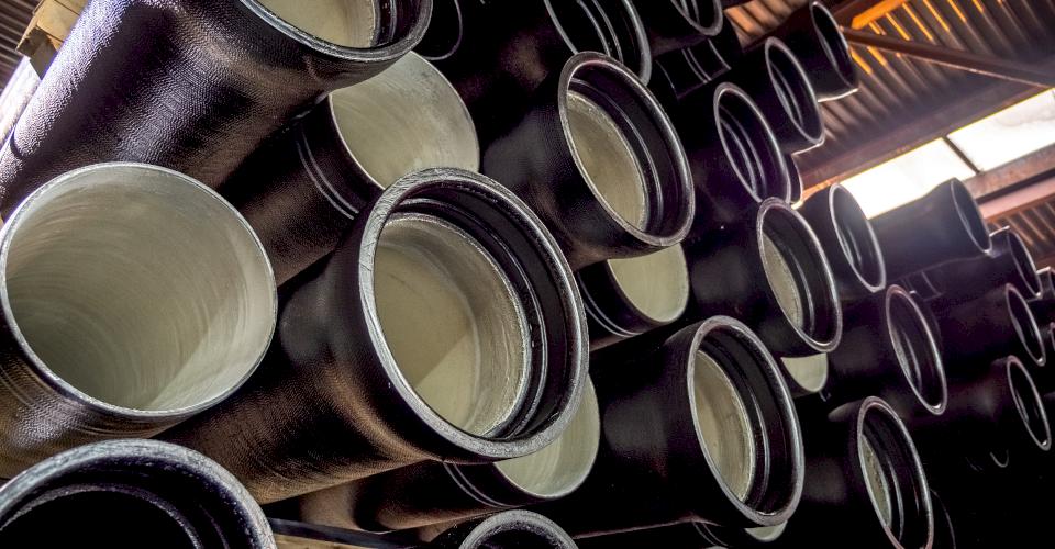 Cement-mortar lined Ductile iron pipe.