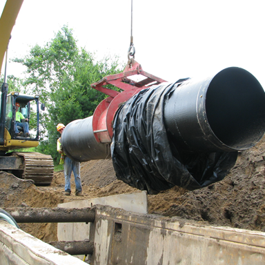 36-inch water transmission main installation in Saratoga, NY - 2009