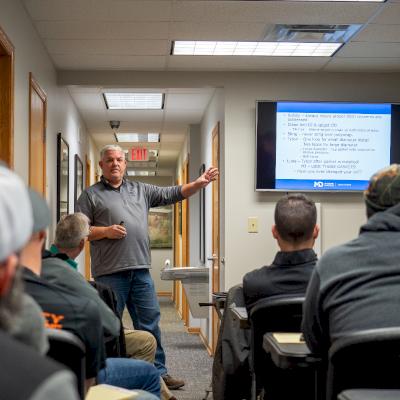 Jerry Regula, McWane Ductile National Product Engineer, conducts on-site classroom-style product training in Massillon, Ohio.