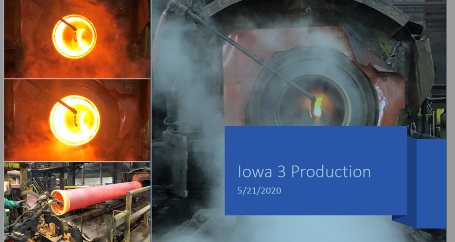 Iowa 3 production header image of pipe manufacturing process