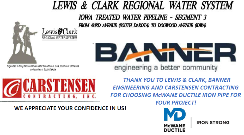 Thank you for Lewis & Clark and Carsten Contracting.