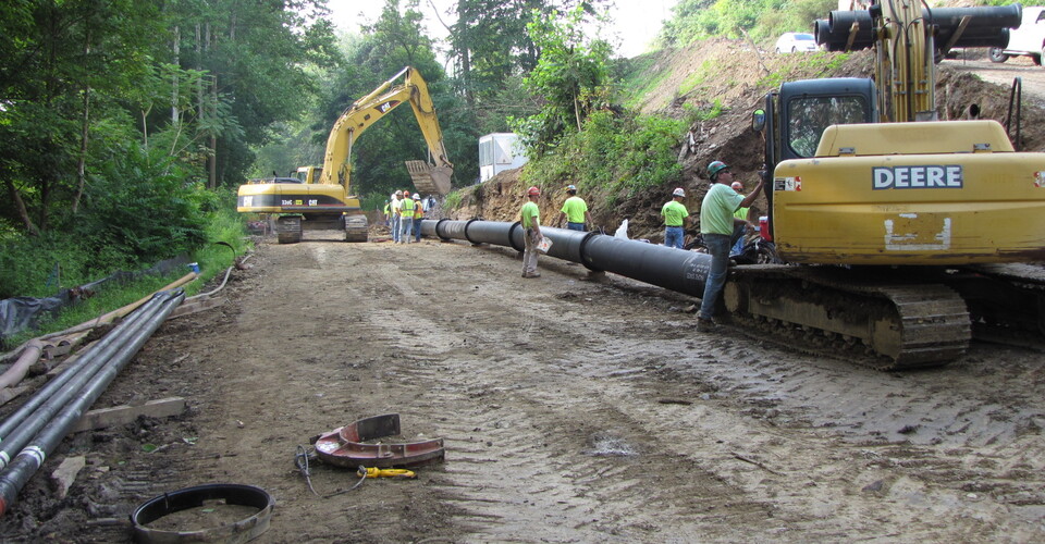 Horizontal Directional Drill jobsite using Ductile iron pipe.