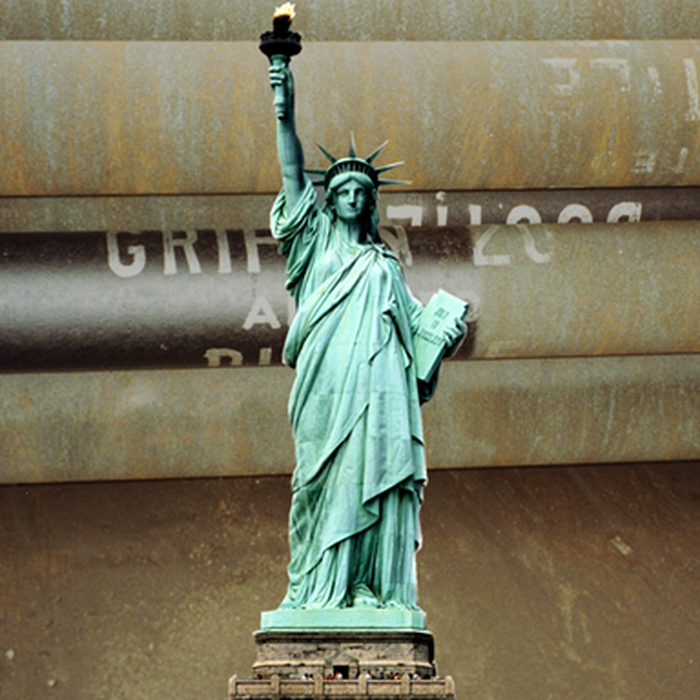 Oxidation. Patina. Same thing, different colors on DI pipe or copper. Natural protector of metal.