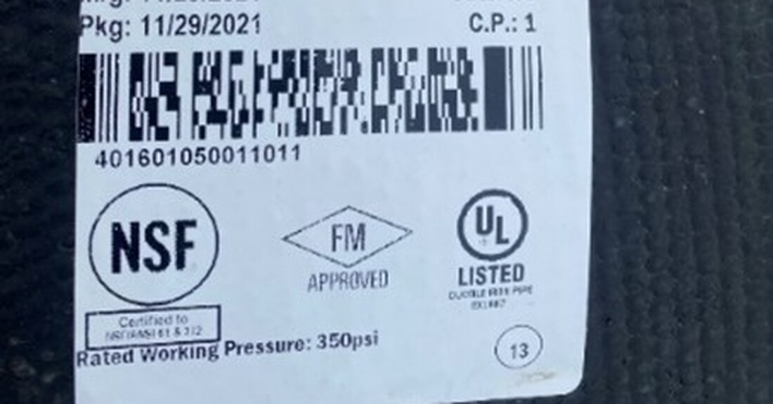 Every stick of pipe receives a Mill Certification Sticker.