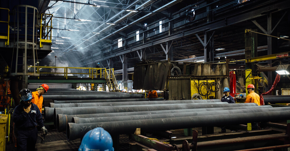 Ductile iron pipe production at McWane Ductile's Provo, UT foundry.