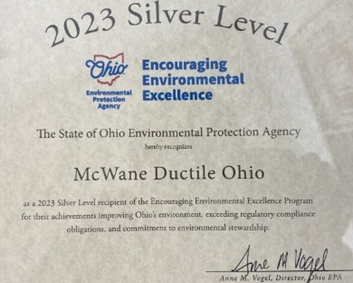 McWane Ductile earns Ohio EPA Environmental Excellence Award