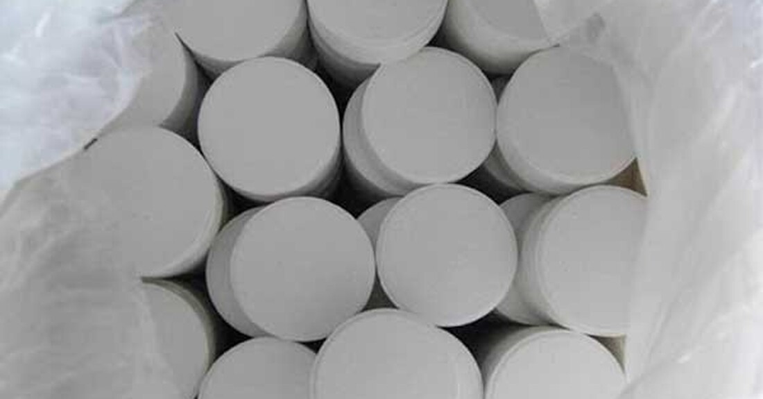 Calcium Hypochlorite granules. Image source: www.chemategroup.com/calcium-hypochlorite/